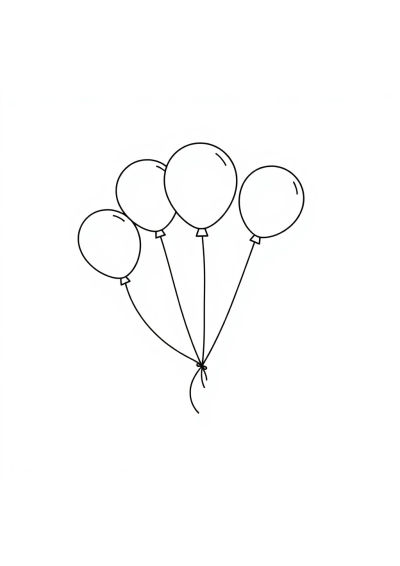 Chibi Party Balloons Coloring Page