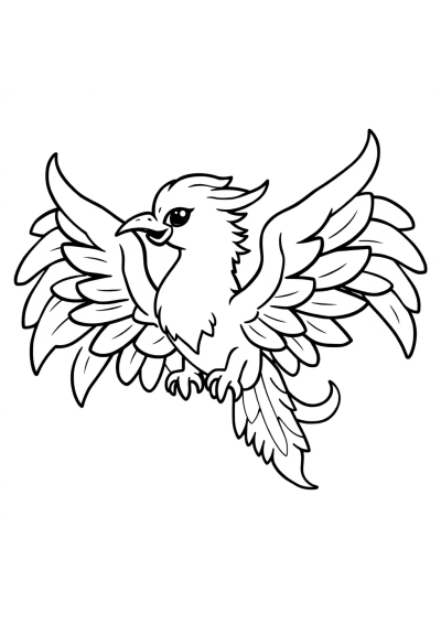 Chibi Phoenix Rising Coloring Page