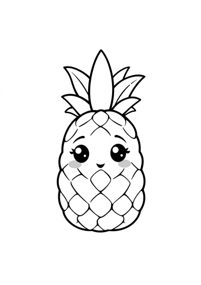 Chibi Pineapple Coloring Page