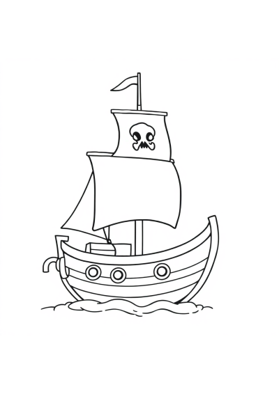 Chibi Pirate Ship Coloring Page