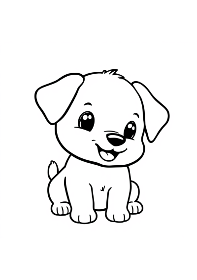 Chibi Playful Puppy Coloring Page