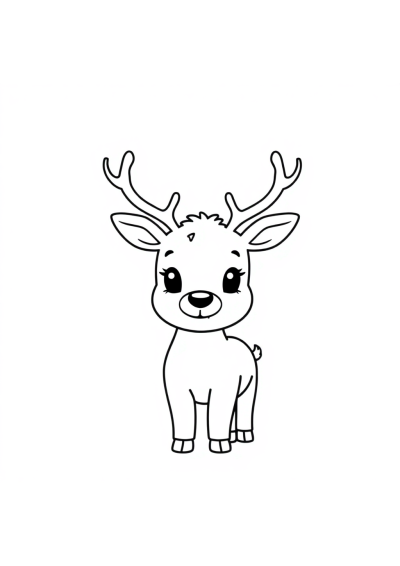 Chibi Reindeer Coloring Page
