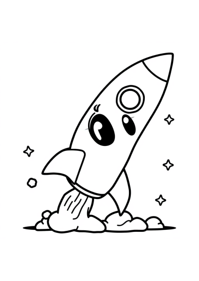 Chibi Rocket Launching Coloring Page