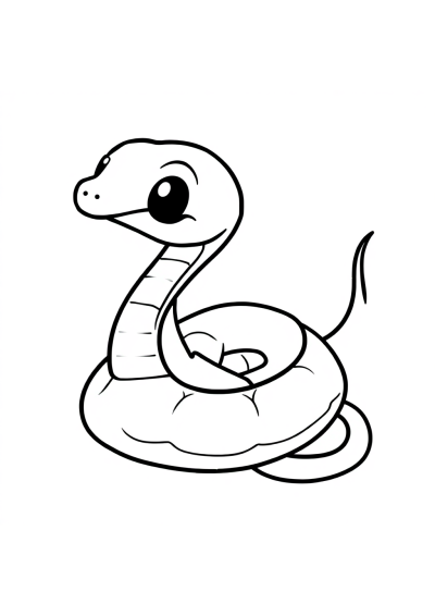 Chibi Snake Coiled Coloring Page