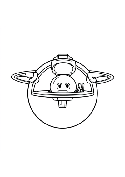 Printable Chibi Space Station Coloring Page