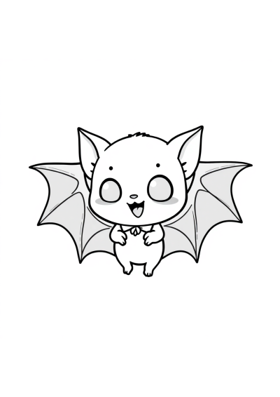Chibi Vampire Bat Coloring Page