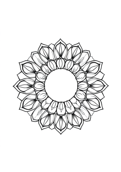 Detailed Circular Mandala With Petals In Space Coloring Page