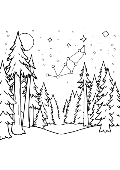 Constellation Pattern In Forest Coloring Page