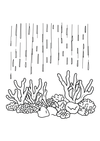 Coral Reef In Rain Coloring Page