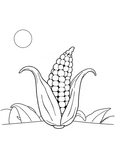 Corn On Cob At Night Coloring Page