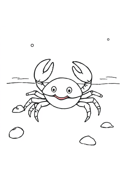 Crab On Beach In Winter Coloring Page