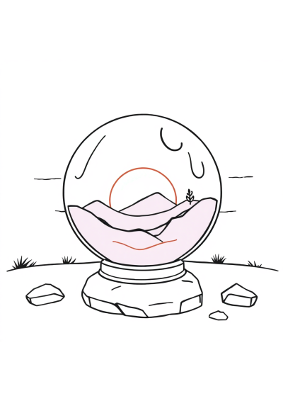 Crystal Ball At Sunset Coloring Page