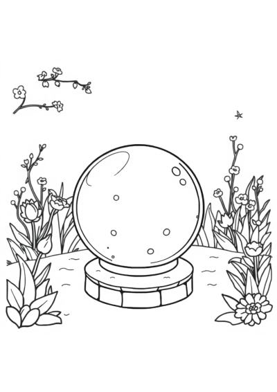 Crystal Ball In Garden Coloring Page