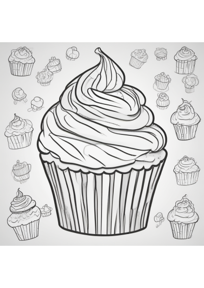Cupcake Decorated Coloring Page