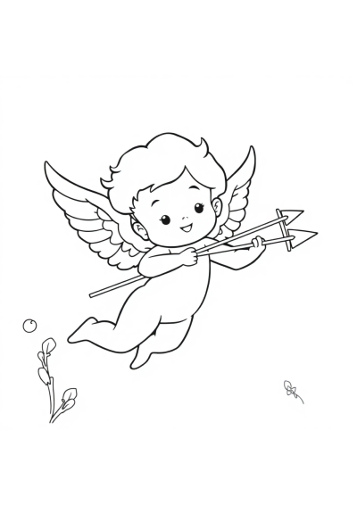 Cupid With Arrow Underwater Coloring Page