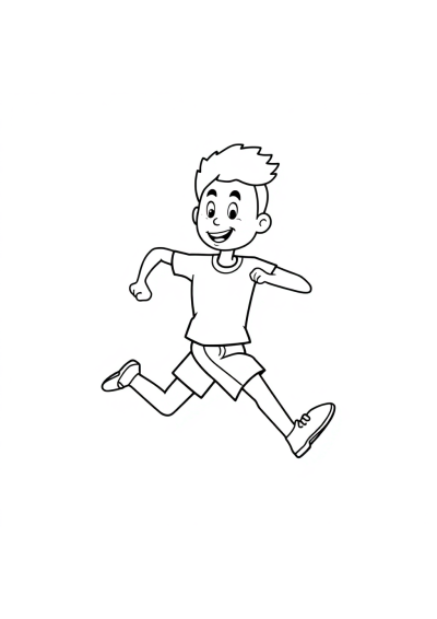 Cute Athlete Running Coloring Page