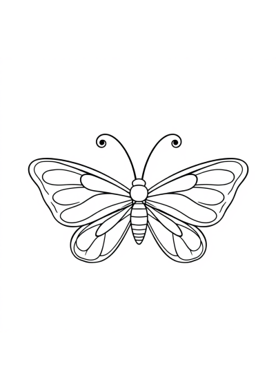 Cute Butterfly With Detailed Wings Coloring Page