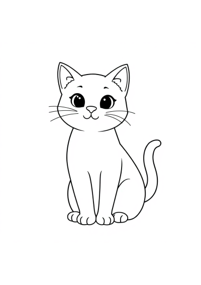 Cute Cat Sitting Coloring Page