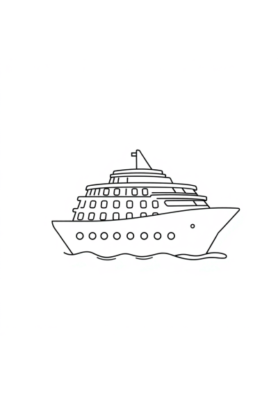 Cute Cruise Ship Coloring Page