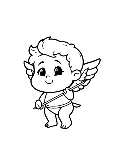 Cute Cupid With Arrow Coloring Page