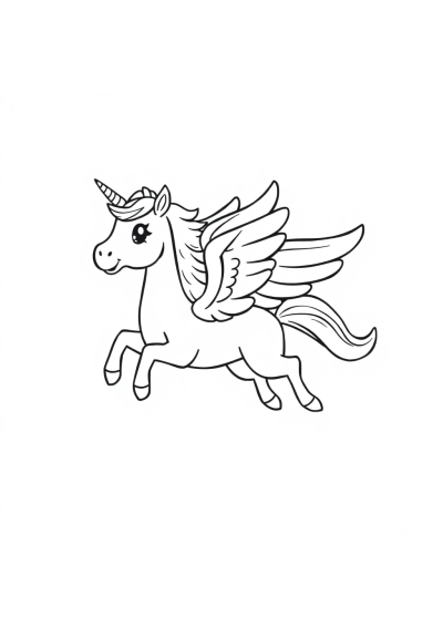 Cute Flying Pegasus Coloring Page