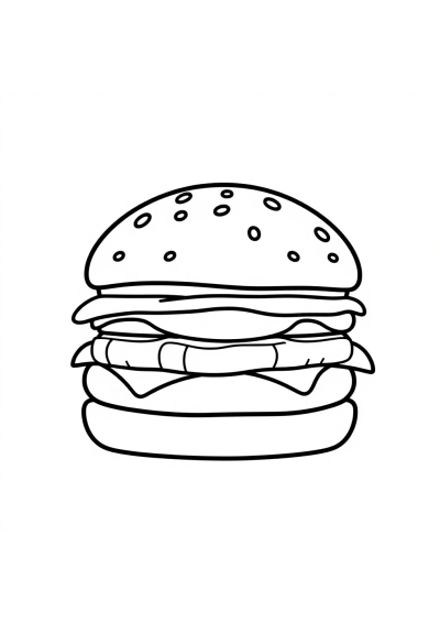 Cute Hamburger Coloring Page