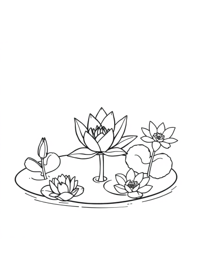 Cute Lily Pond Coloring Page