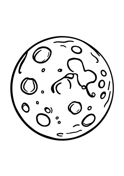 Cute Moon Surface With Craters Coloring Page