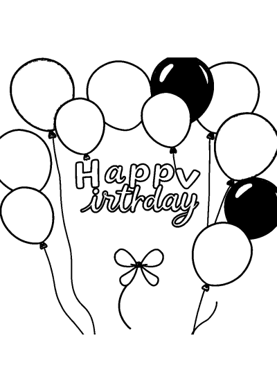 Cute Party Balloons Coloring Page