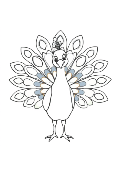 Cute Peacock With Feathers Spread Coloring Page