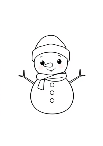 Cute Snowman With Hat Coloring Page