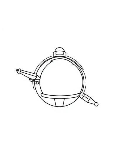 Cute Space Station Coloring Page