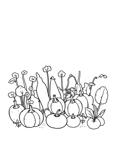 Cute Vegetable Garden Coloring Page
