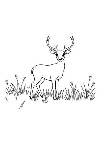 Deer In Meadow Coloring Page