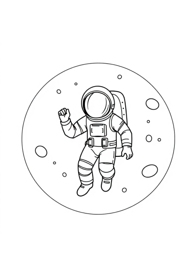 Detailed Astronaut On Moon Coloring Page