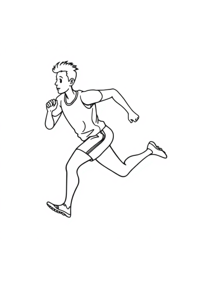 Detailed Athlete Running Coloring Page