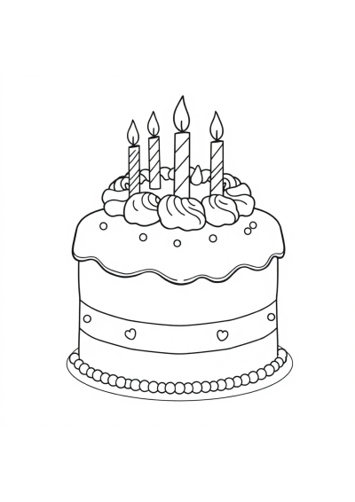 Detailed Birthday Cake Coloring Page