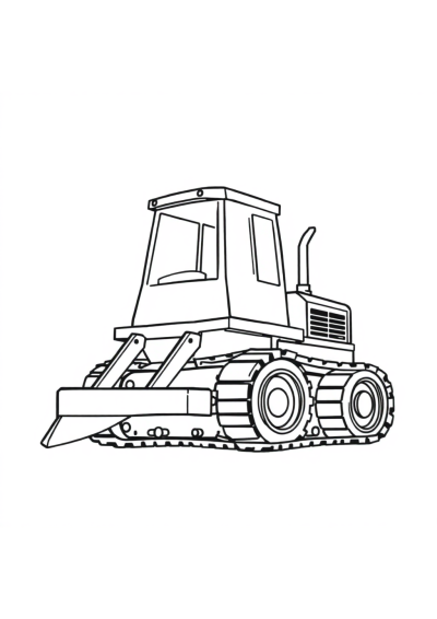 Printable Detailed Bulldozer Coloring Page