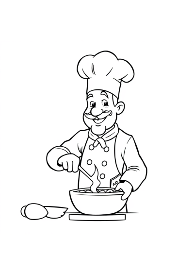Detailed Chef Cooking Coloring Page