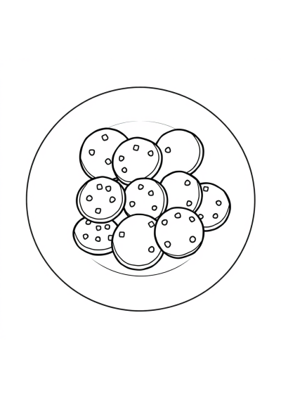 Detailed Cookies Plate Coloring Page