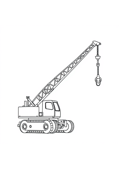 Detailed Crane Lifting Coloring Page