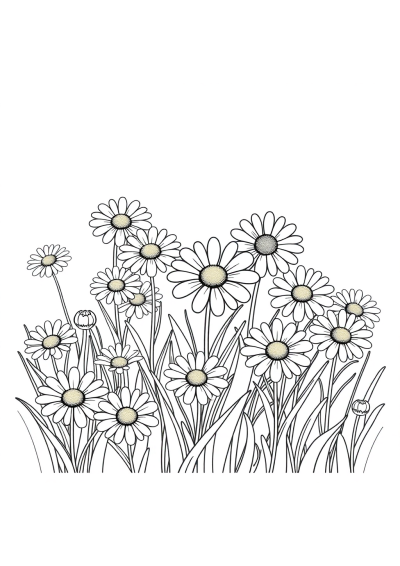 Detailed Daisy Meadow Coloring Page