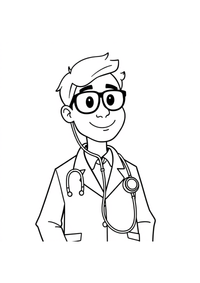Detailed Doctor With Stethoscope Coloring Page