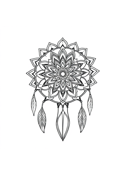Detailed Dreamcatcher Mandala Coloring Page