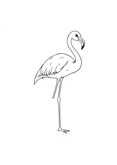 Detailed Flamingo Standing Coloring Page