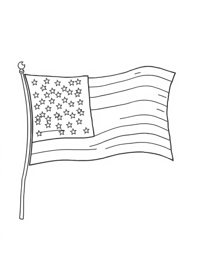 Detailed Fourth Of July Flag Coloring Page