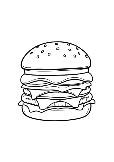 Printable Detailed Hamburger Coloring Page