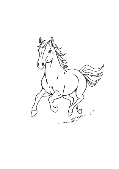 Printable Detailed Horse Running Coloring Page
