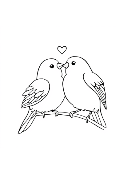 Detailed Love Birds Coloring Page