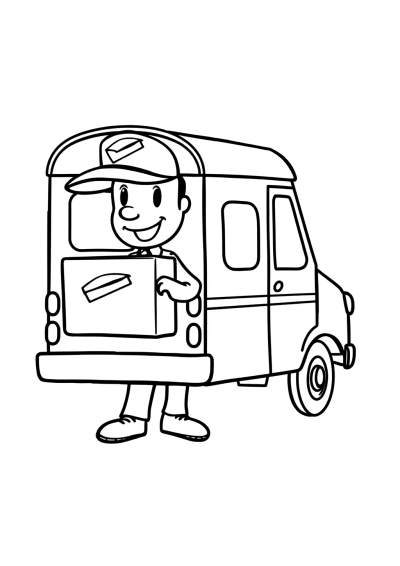 Detailed Mail Carrier Coloring Page